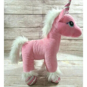 Build A Bear BABW Plush Candy Cane Unicorn Stuffed Animal Pink White Sparkles